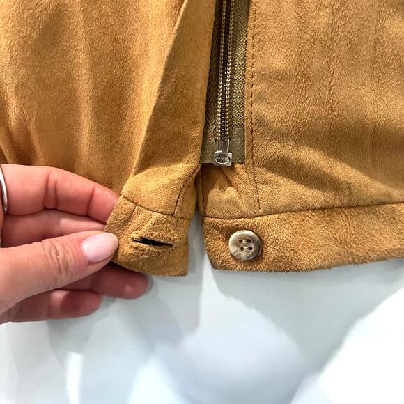 Vintage Tannery West Tan Suede Leather Jacket Zip Pocket size 4 / S *GOOD* - Picture 16 of 16